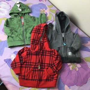 Like New Carter’s Baby Lot 3 Pc Zip-Up hoodies